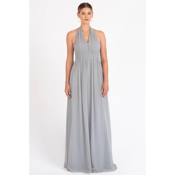 Jenny Yoo Convertible Adjustable Light Blue High Imperial Waist Maxi Dress Sz 14 - Picture 2 of 11